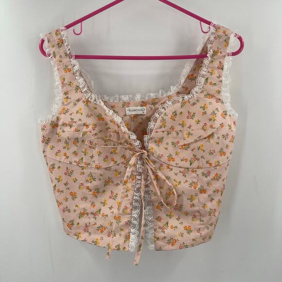 RUMOURS Size Medium Cottagecore Milkmaid Corsette Prairie Garden Lace Floral - Picture 15 of 15